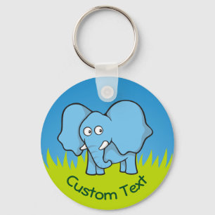 Blue Elephant Cartoon Keychain