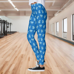 Blue elephant cartoon leggings