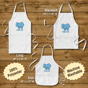 Blue elephant cartoon long apron