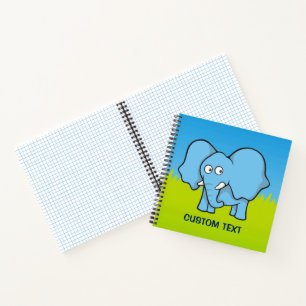 Blue Elephant Cartoon Notebook