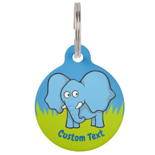 Blue elephant cartoon pet ID tag