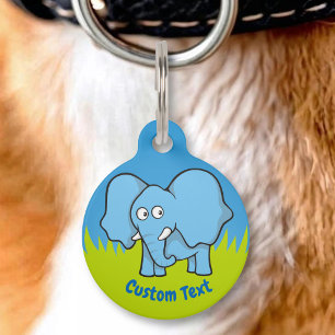 Blue elephant cartoon pet ID tag