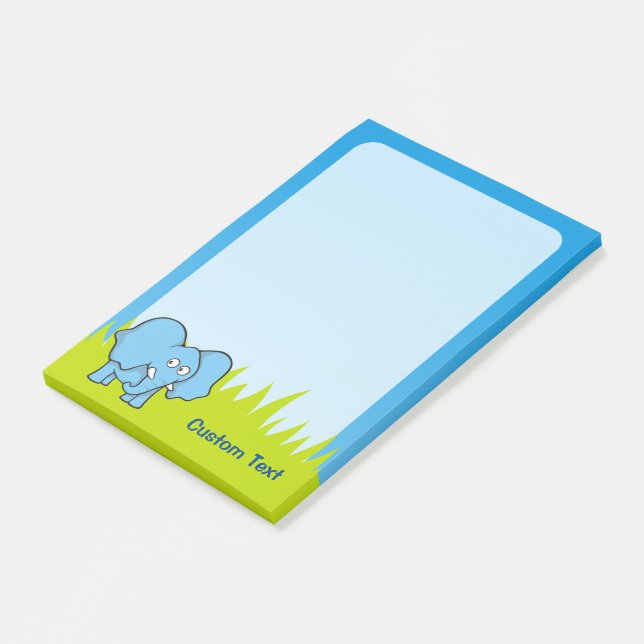 Blue Elephant Cartoon Post-it Notes (Angled)