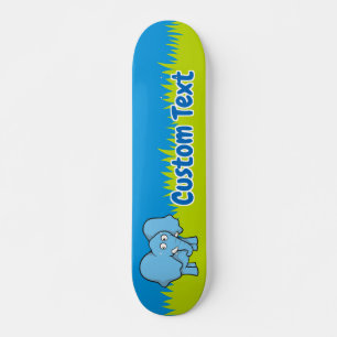 Blue elephant cartoon skateboard deck