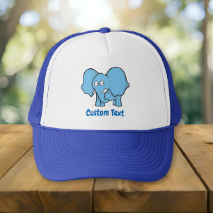 Blue elephant cartoon trucker hat
