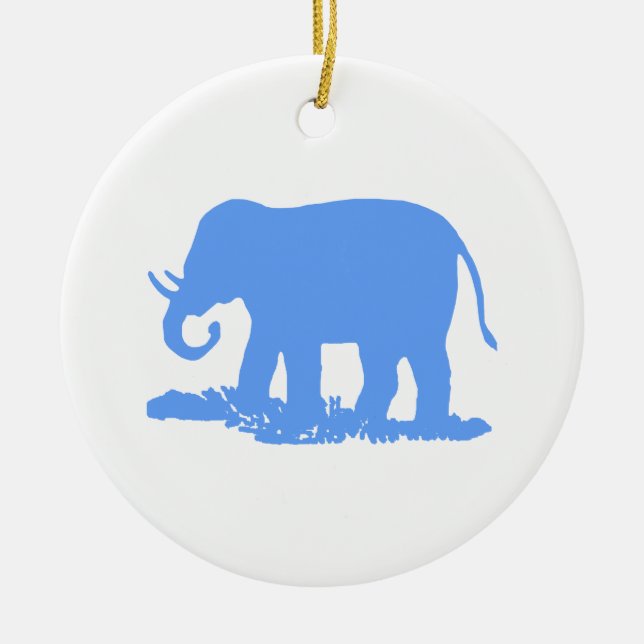 Blue Elephant Ceramic Ornament (Front)