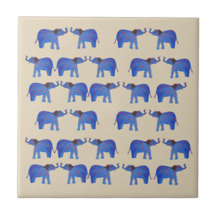 Blue Elephant Ceramic Photo Tile