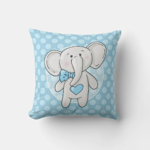 Blue Elephant - Cute Baby Boys Room Nursery Cushion