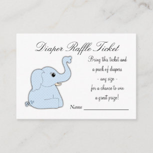 Blue Elephant Diaper Raffle Tickets Enclosure Card