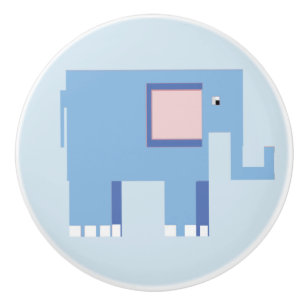 Blue elephant facing right ceramic knob