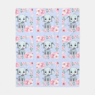 Blue Elephant Fleece Blanket