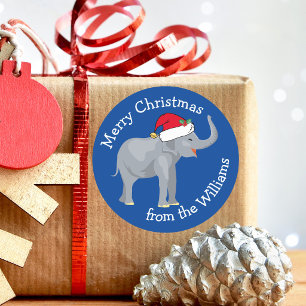 Blue Elephant Funny Custom Christmas Gift Classic Round Sticker
