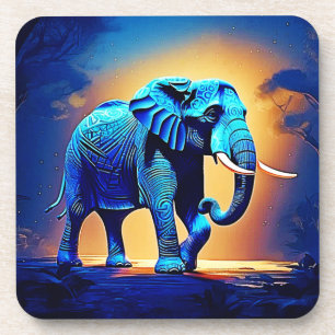 Blue Elephant Glow Design Coaster