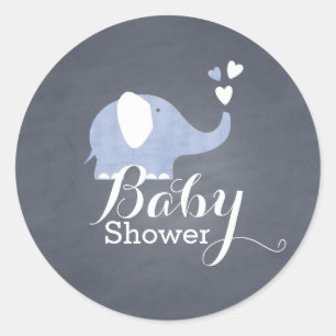 Blue Elephant Heart Classic Round Sticker