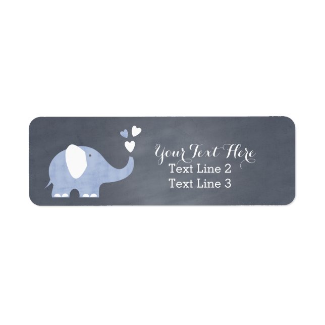 Blue Elephant Heart Return Address Label (Front)