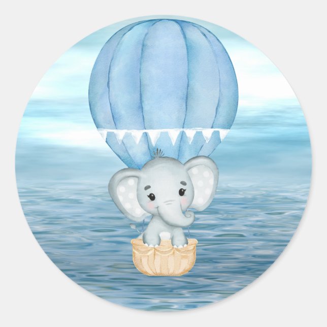 Blue Elephant Hot Air Balloon Sticker (Front)