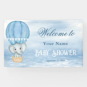 Blue Elephant Hot Air Balloon Welcome Banner