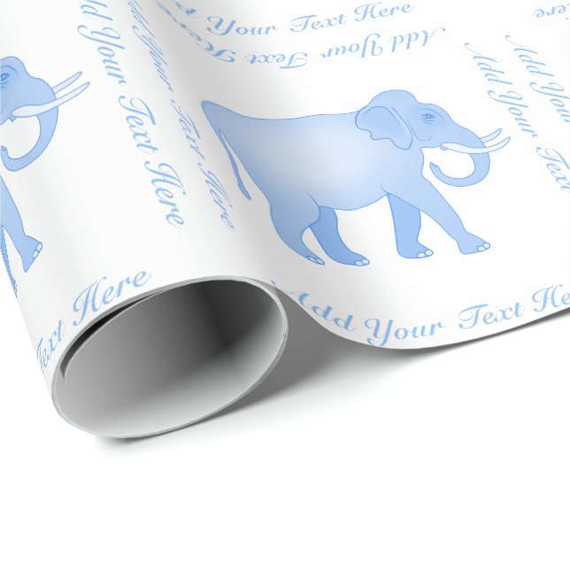 Blue Elephant - Indian Elephant - Baby Boy Wrapping Paper (Roll Corner)