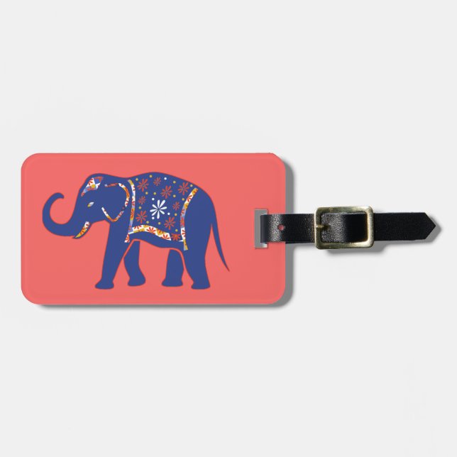Blue Elephant Luggage Tag (Front Horizontal)