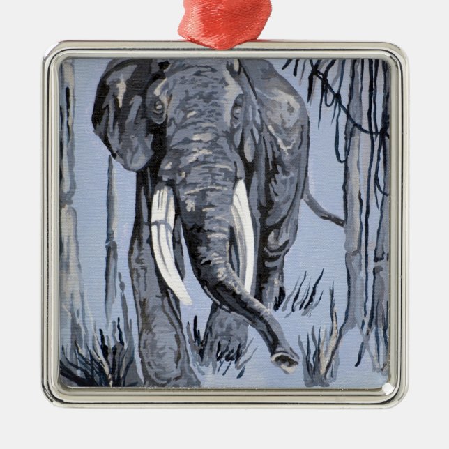 Blue Elephant Metal Tree Decoration (Front)