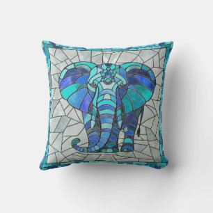 Blue Elephant mosaic art Cushion