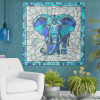 Blue Elephant mosaic art