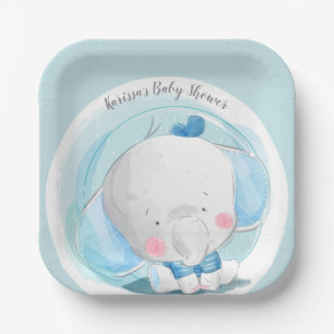 Blue Elephant Paper Plate