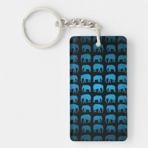 Blue Elephant Pattern Key Ring