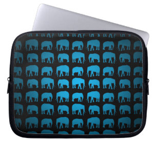Blue Elephant Pattern Laptop Sleeve