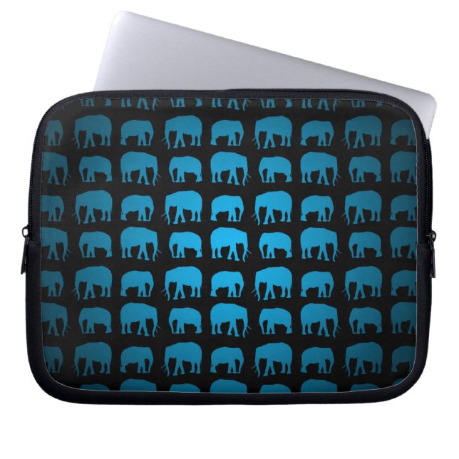 Blue Elephant Pattern Laptop Sleeve (Front)