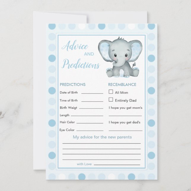 Blue Elephant Polka Dot Baby Prediction & Advice (Front)