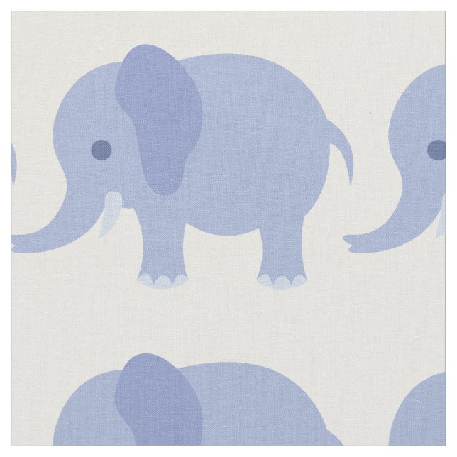 Blue Elephant Print Fabric (Close Up)
