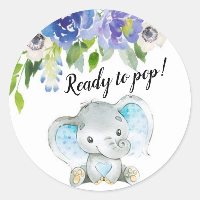 Blue Elephant Ready to Pop Stick Classic Round Sticker (Front)