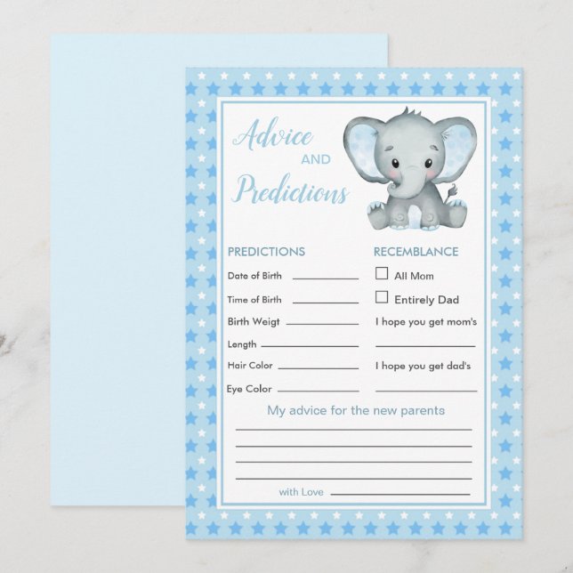 Blue Elephant Stars Baby Prediction & Advice (Front/Back)
