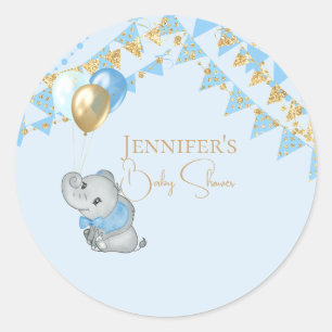 Blue Elephant Sticker Baby shower Favours