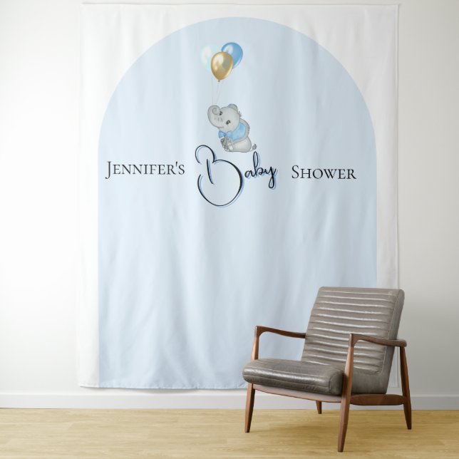 Blue Elephant Tapestries Banner (In Situ)