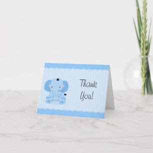 Blue Elephant Thank You Baby Shower Card