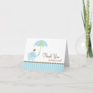 Blue Elephant Thank You Note Card
