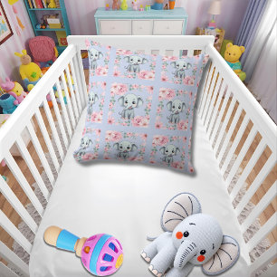 Blue Elephant Throw Pillow