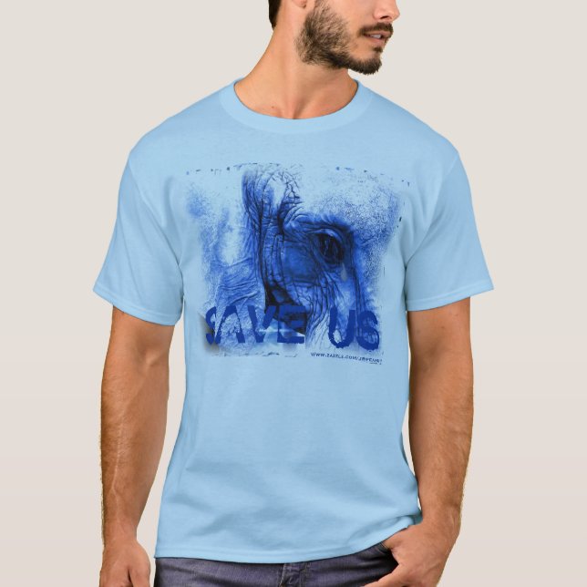blue elephant w/tear SAVE US t-shirt (Front)