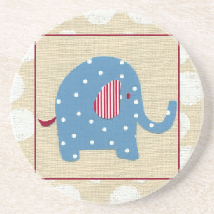 Blue Elephant with White Polka Dots Coaster