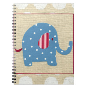 Blue Elephant with White Polka Dots Notebook