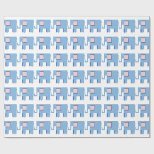 Blue elephants baby boy giftwrap wrapping paper