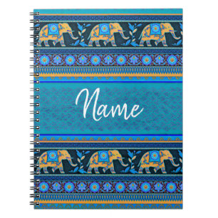 Blue elephants Personalised Notebook