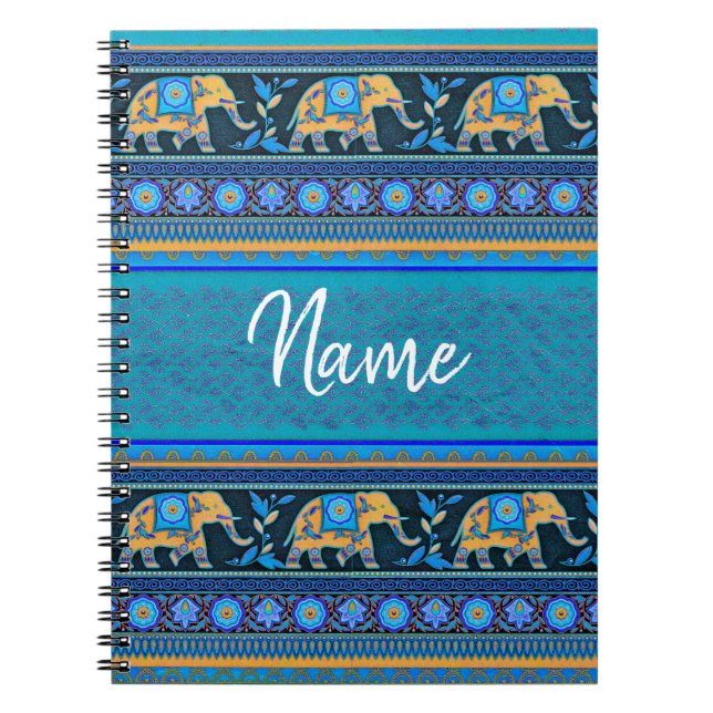 Blue elephants Personalised Notebook (Front)