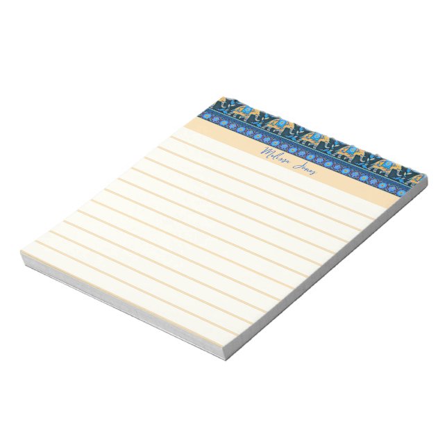 Blue elephants personalised notepad (Rotated)