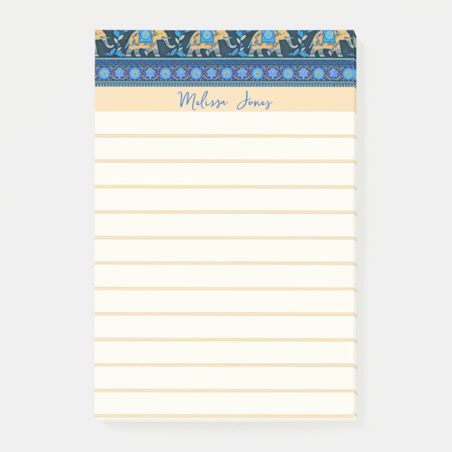 Blue elephants personalised  post-it notes (Front)