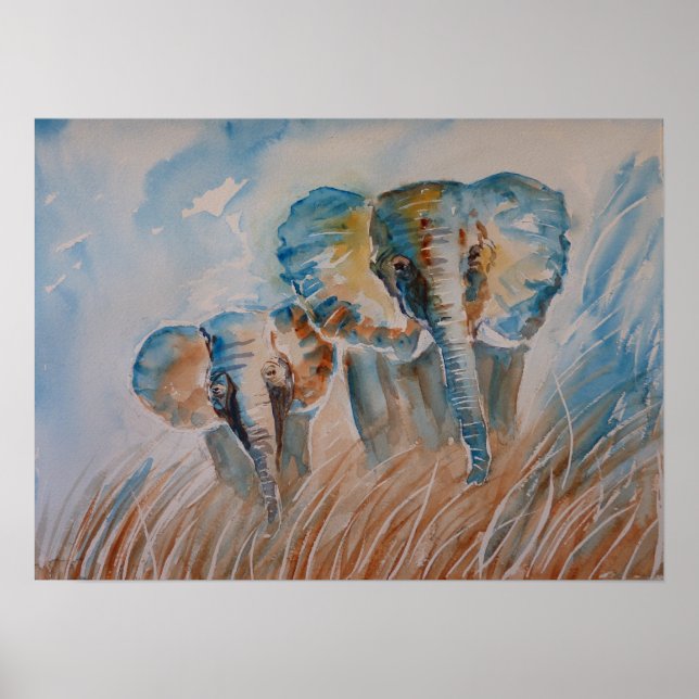 Blue Elephants Poster (Front)