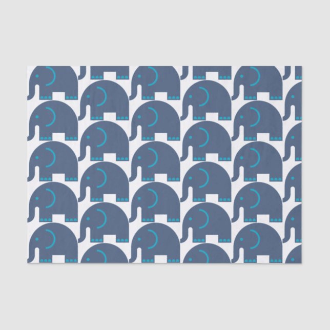 Blue Elephants Tissue Paper (Front)