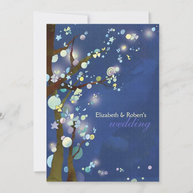 Blue Elven Forest Wedding Invitation (Front)